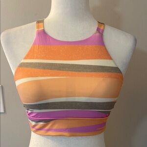 Prana colorful high neck quick drying swim top w/ removable cups size small NWT